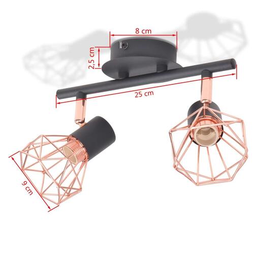 Loftlampe med 2 LED-pærer 8 W