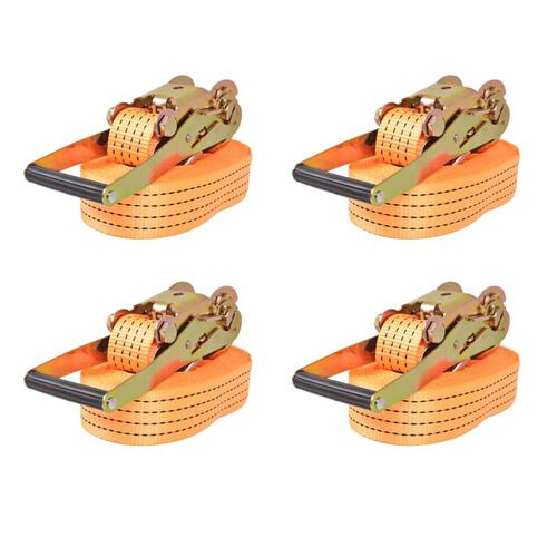 Surringsbånd med skralde 4 stk. 2 ton 8 m x 50 mm orange
