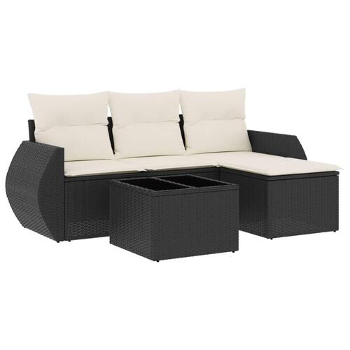 Sofasæt til haven 5 dele med hynder polyrattan sort