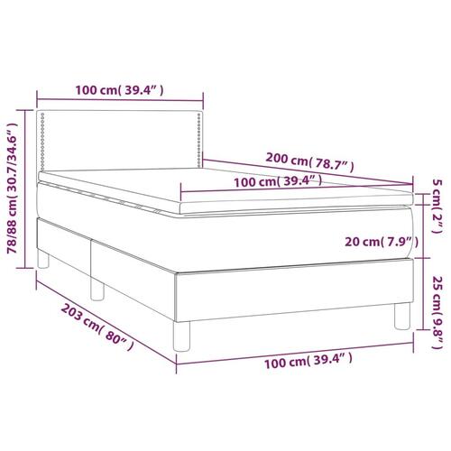 Kontinentalseng med LED-lys 100x200 cm fløjl sort