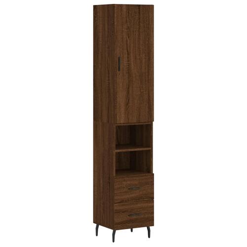 Skab 34,5x34x180 cm konstrueret træ brun egetræsfarve