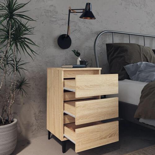 Sengeskab m. metalben 40x35x69 cm sonoma-eg