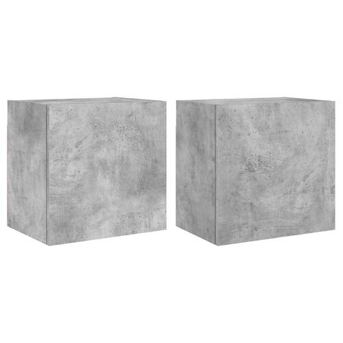 Væghængt tv-bord 2 stk. 40,5x30x40 cm konstrueret træ betongrå