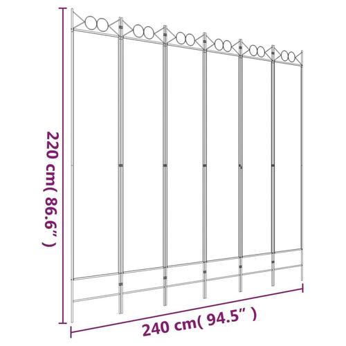 6-panels rumdeler 240x220 cm stof hvid