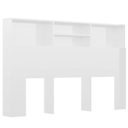 Sengegavl med opbevaring 160x19x103,5 cm hvid højglans