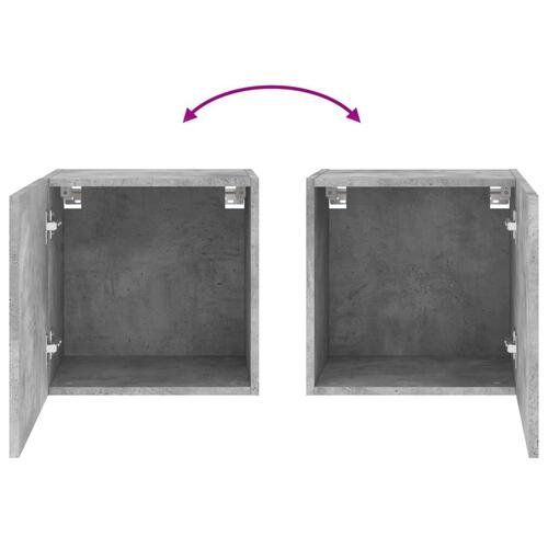 Væghængt tv-bord 2 stk. 40,5x30x40 cm konstrueret træ betongrå