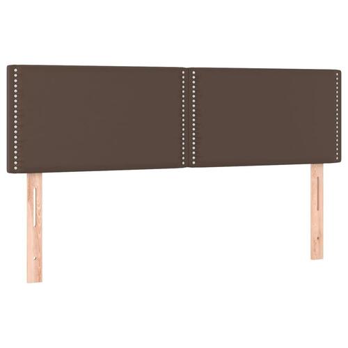 Sengegavl med LED-lys 144x5x78/88 cm kunstlæder brun