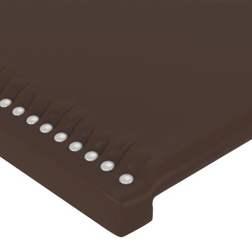 Sengegavl med LED-lys 144x5x78/88 cm kunstlæder brun