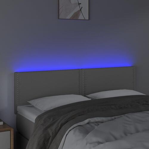 Sengegavl med LED-lys 144x5x78/88 cm kunstlæder grå