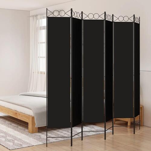 6-panels rumdeler 240x220 cm stof sort