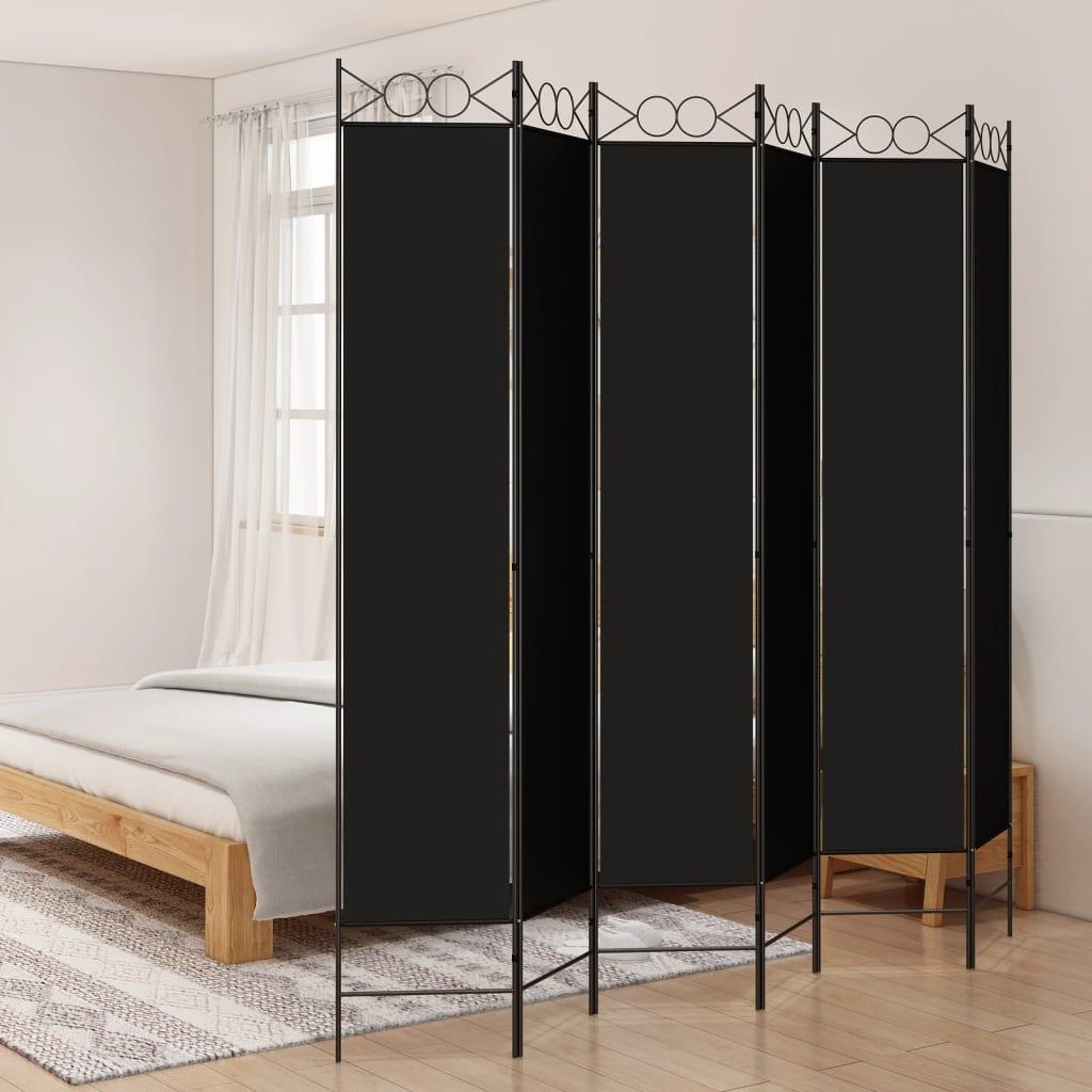 6-panels rumdeler 240x220 cm stof sort