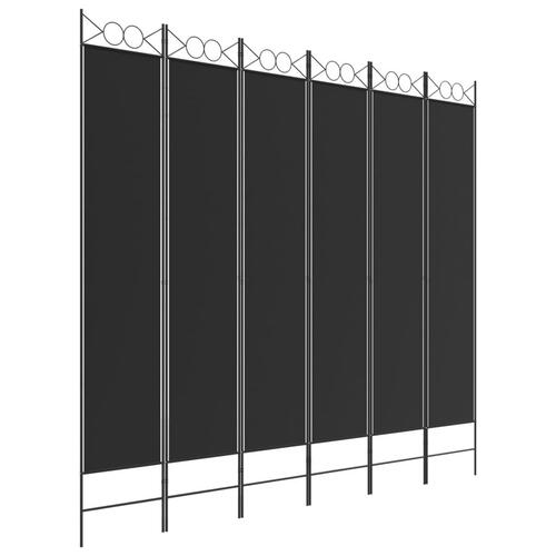 6-panels rumdeler 240x220 cm stof sort