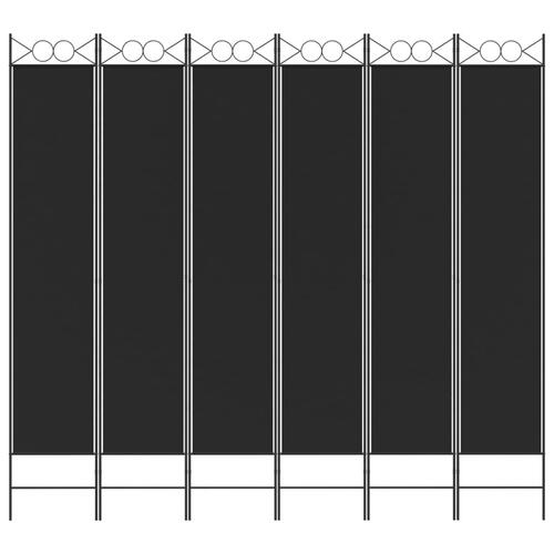 6-panels rumdeler 240x220 cm stof sort