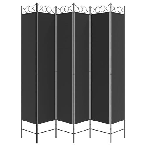 6-panels rumdeler 240x220 cm stof sort