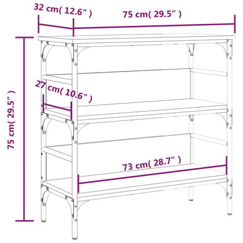 Konsolbord 75x32x75 cm konstrueret træ sort