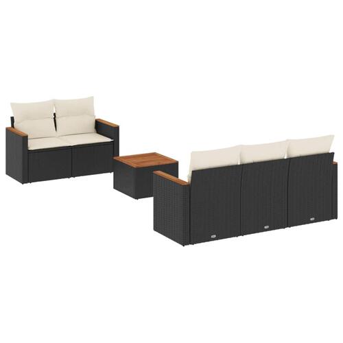 Sofasæt til haven 6 dele med hynder polyrattan sort