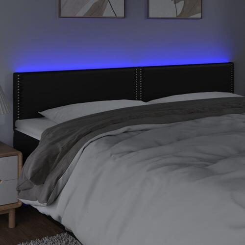 Sengegavl med LED-lys 160x5x78/88 cm kunstlæder sort