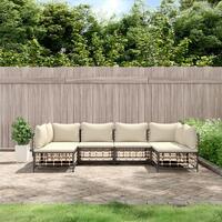 Loungesæt til haven 6 dele med hynder polyrattan antracitgrå