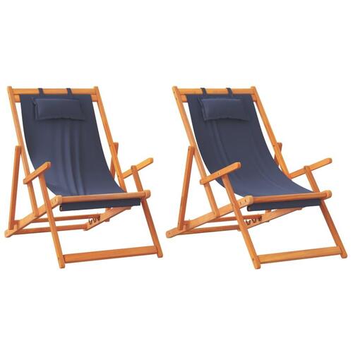Foldbare strandstole 2 stk. stof blå