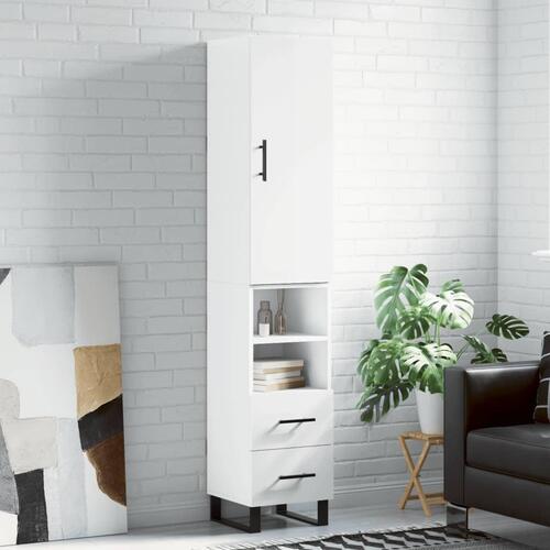 Skab 34,5x34x180 cm konstrueret træ hvid højglans