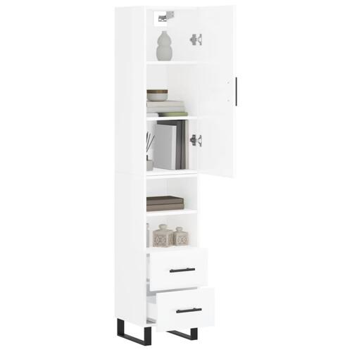 Skab 34,5x34x180 cm konstrueret træ hvid højglans