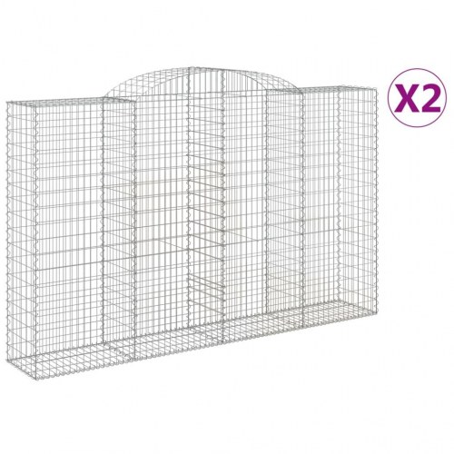 Buede gabionkurve - 2 stk. 300×50×180/200 cm i galvaniseret jern