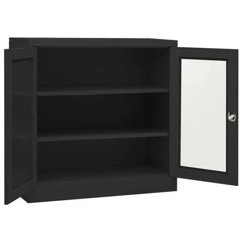 Kontorskab med plantekasse 90x40x113 cm stål antracitgrå