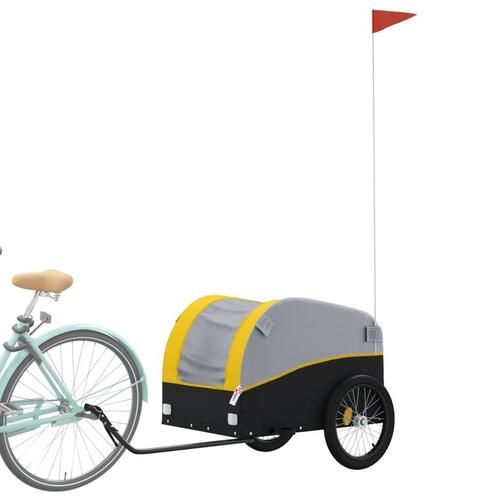 Cykelanhænger 45 kg jern sort og gul