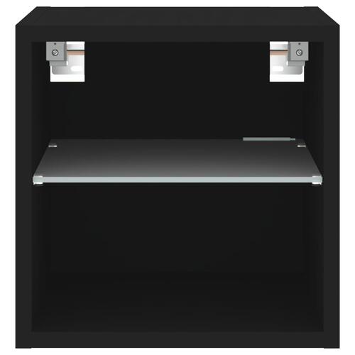 Væghængte tv-borde 2 stk. med LED-lys 30x28,5x30 cm sort