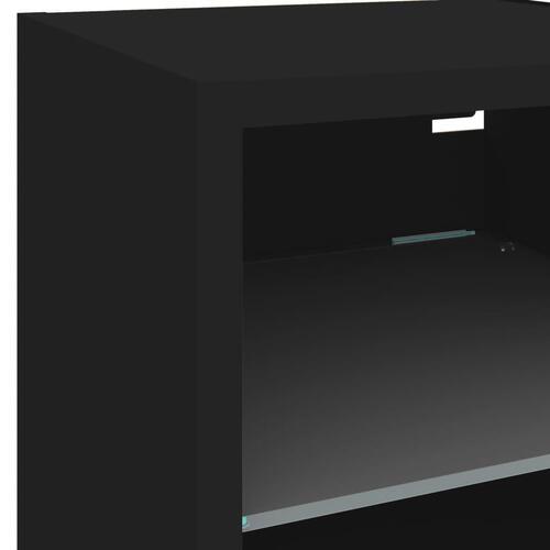 Væghængte tv-borde 2 stk. med LED-lys 30x28,5x30 cm sort