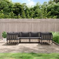 Loungesæt til haven 6 dele med hynder polyrattan antracitgrå