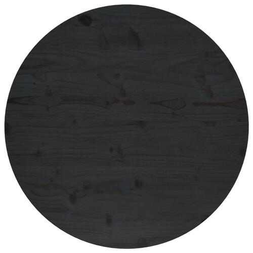 Bordplade Ø70x2,5 cm massivt fyrretræ sort