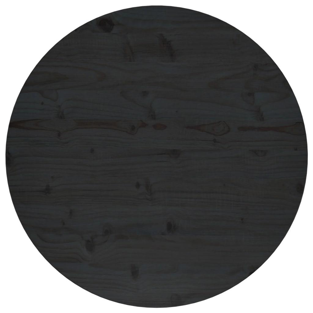 Bordplade Ø70x2,5 cm massivt fyrretræ sort