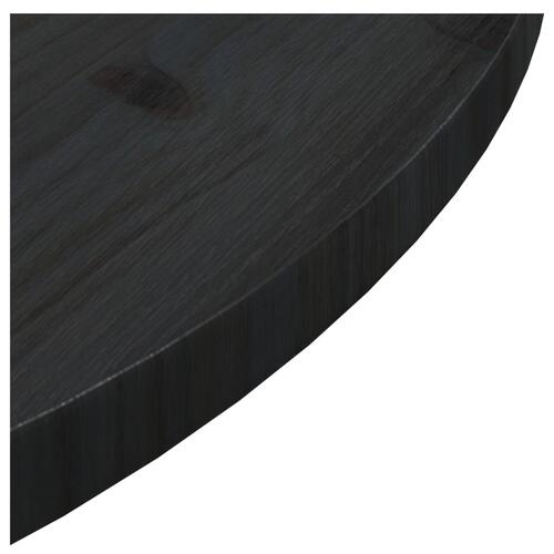Bordplade Ø70x2,5 cm massivt fyrretræ sort