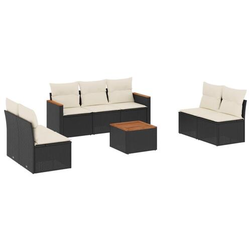 Sofasæt til haven 8 dele med hynder polyrattan sort