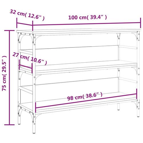 Konsolbord 100x32x75 cm konstrueret træ sort