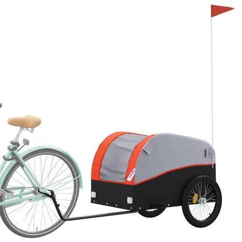 Cykelanhænger 45 kg jern sort og orange