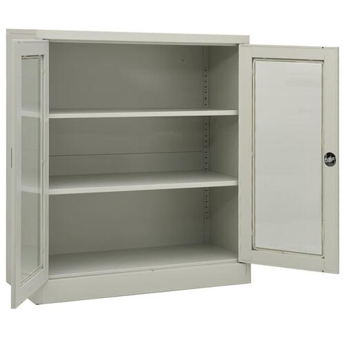 Kontorskab med plantekasse 90x40x128 cm stål lysegrå
