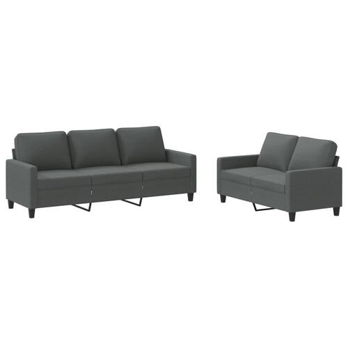2 personers sofa med hynder stof mørkegrå