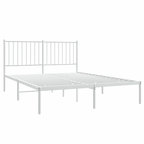 Sengeramme med sengegavl 140x190 cm metal hvid