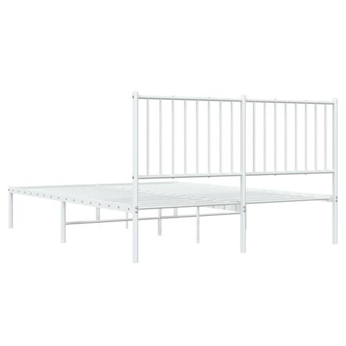 Sengeramme med sengegavl 140x190 cm metal hvid