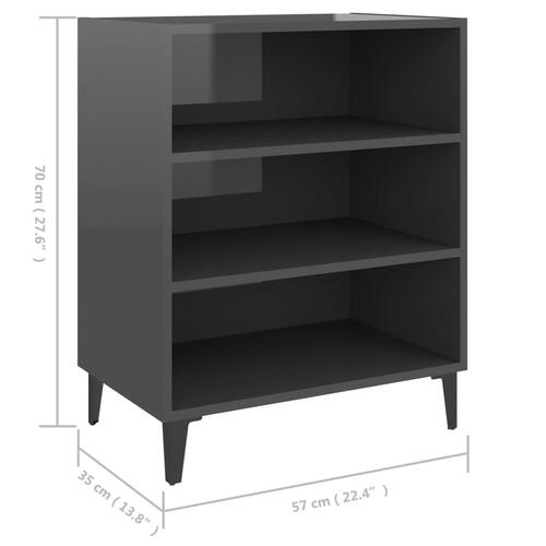 Skænk 57x35x70 cm konstrueret træ grå højglans