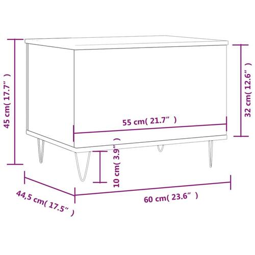 Sofabord 60x44,5x45 cm konstrueret træ brun egetræsfarve