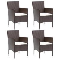 Spisebordsstole til haven 4 stk. polyrattan brun