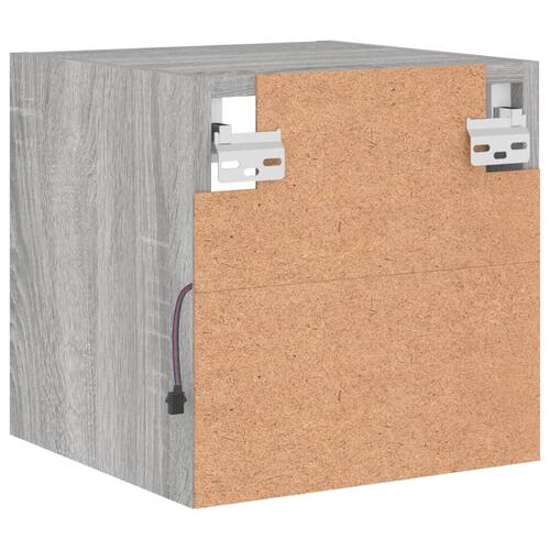 Væghængt tv-bord med LED-lys 30x28,5x30 cm grå sonoma-eg