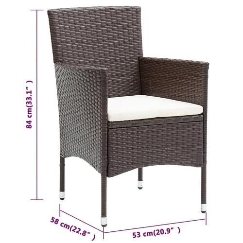 Spisebordsstole til haven 4 stk. polyrattan brun