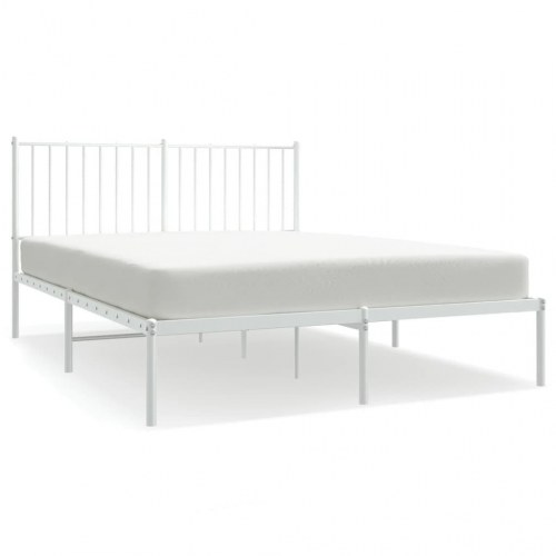 Sengeramme med sengegavl 140x200 cm - metal, hvid