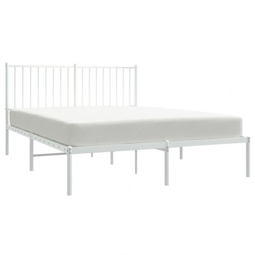 Sengeramme med sengegavl 140x200 cm - metal, hvid
