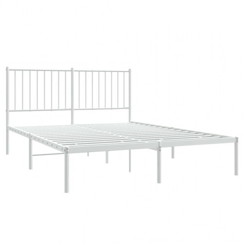 Sengeramme med sengegavl 140x200 cm - metal, hvid