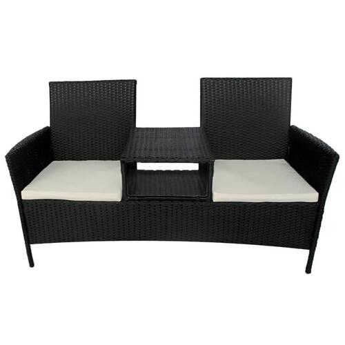 2-personers havebænk med bord polyrattan sort
